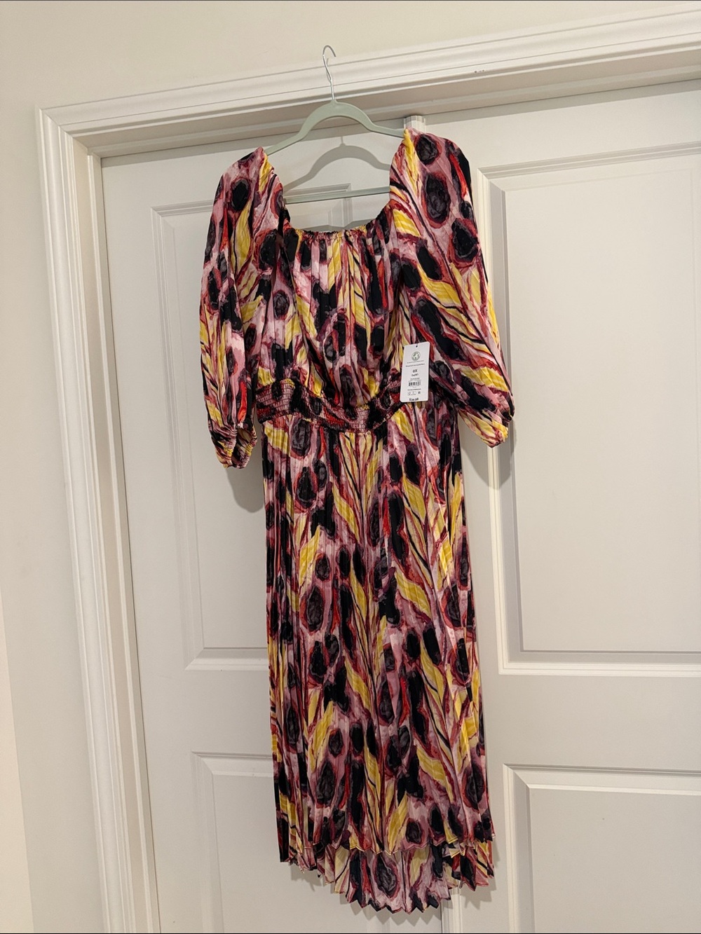 Black Label Floral Midi Dress in Pink, Yellow & Black